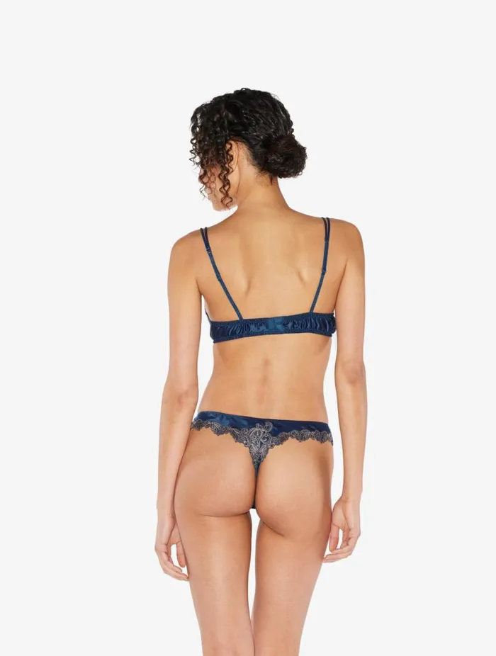 Blue Silk Satin Gstring With Frastaglio Lingerie La Perla G String and Thong