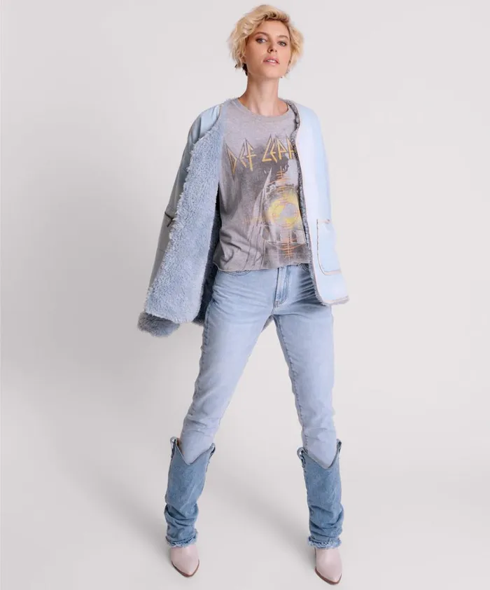 BLUE SPACE TEDDY THROWOVER DENIM JACKET Women One Teaspoon Jackets