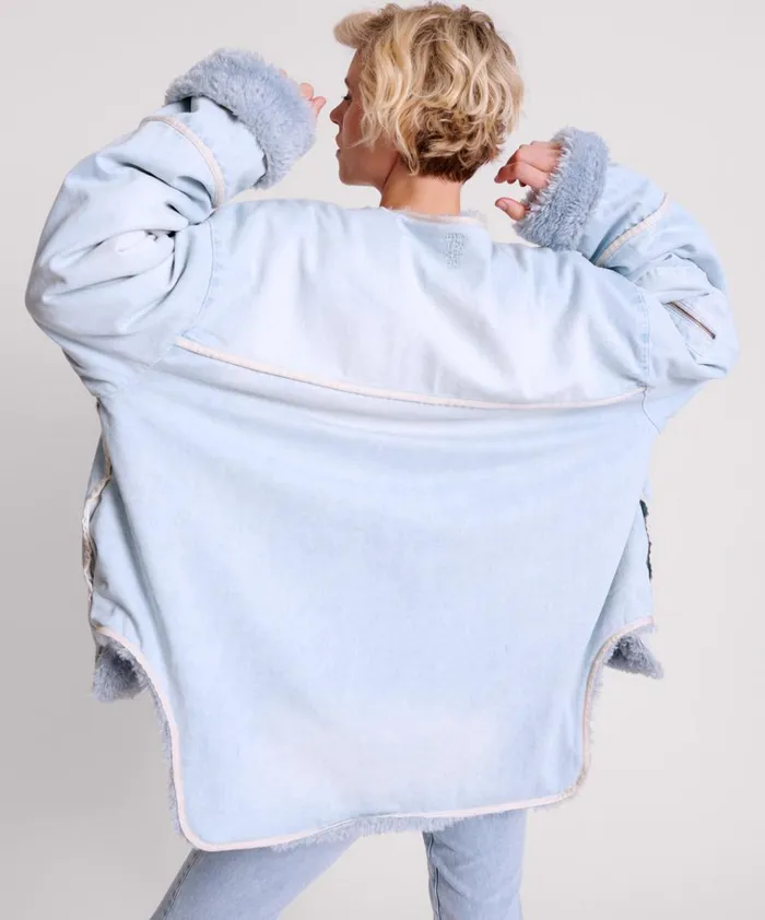 BLUE SPACE TEDDY THROWOVER DENIM JACKET Women One Teaspoon Jackets BLUE SPACE TEDDY THROWOVER DENIM JACKET Women One Teaspoon Jackets