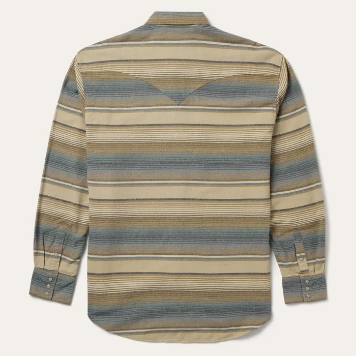 Blue Stripe Flannel Western Shirt Blue Men Stetson Classic Cut