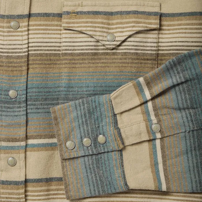 Blue Stripe Flannel Western Shirt Blue Men Stetson Classic Cut