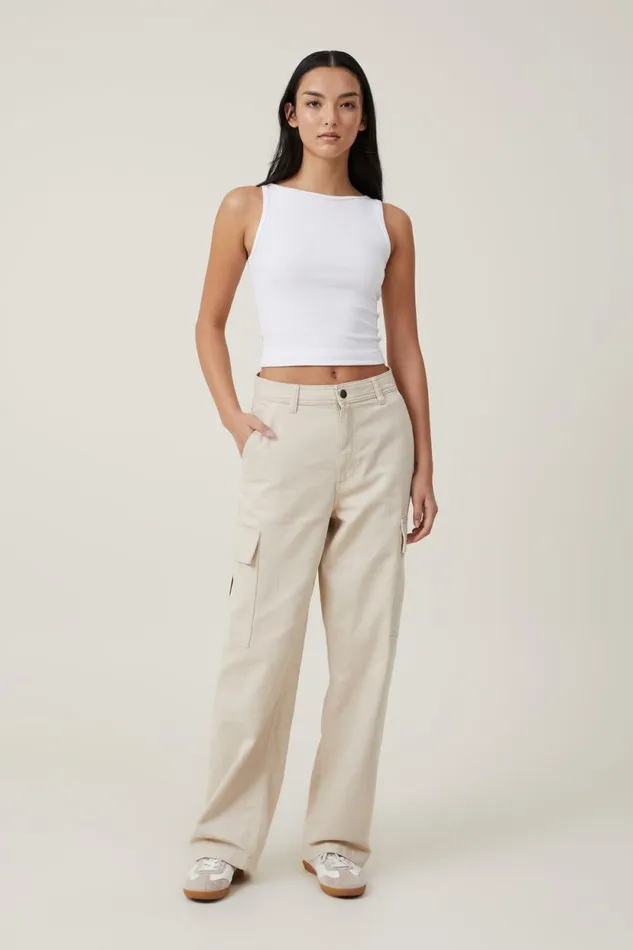 Bobbie Cargo Pant Stone Women Cotton On Pants