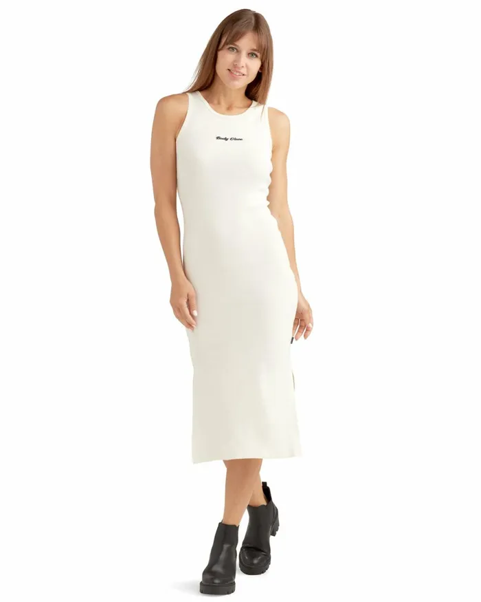 Body Glove New Arrivals Women Creamsicle Side Slit Ribbed Dress 8211 Cream