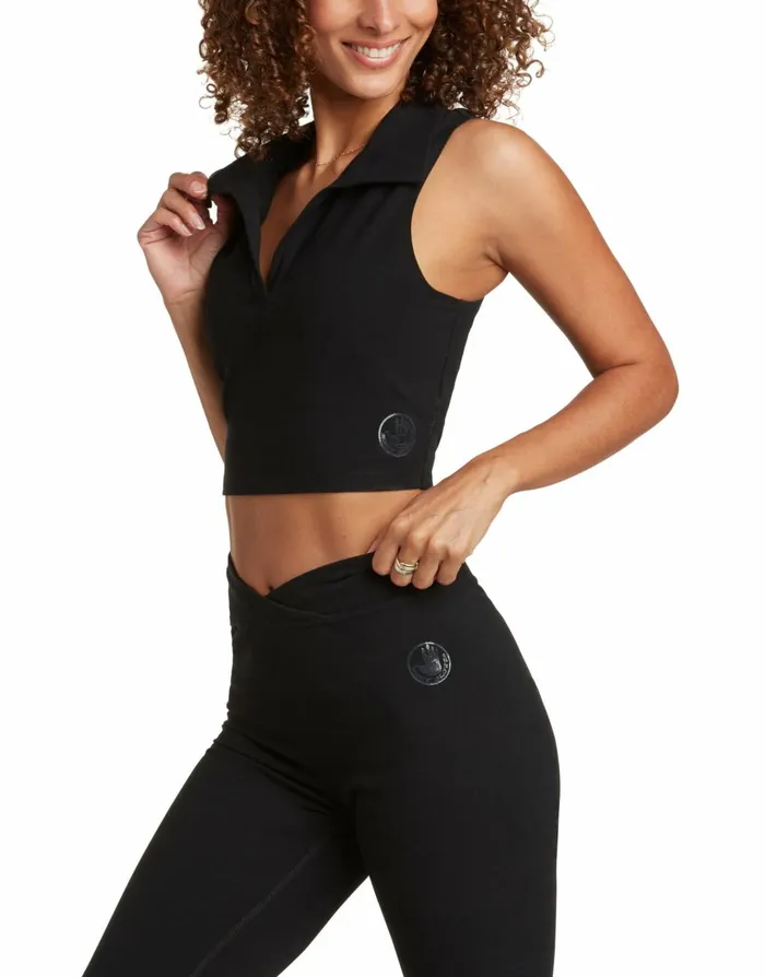 Body Glove New Arrivals Women Full Of Secrets Polo Crop Top 8211 Black