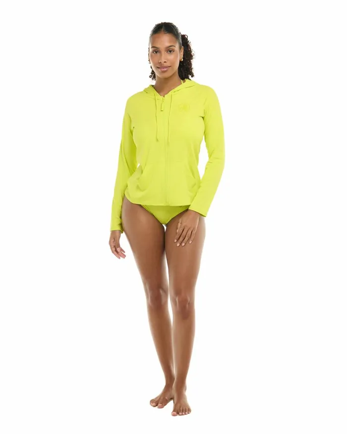 Body Glove Rash Guards Sun Protection Women Smoothies Barbara Hoodie Rashguard 8211 Key Lime
