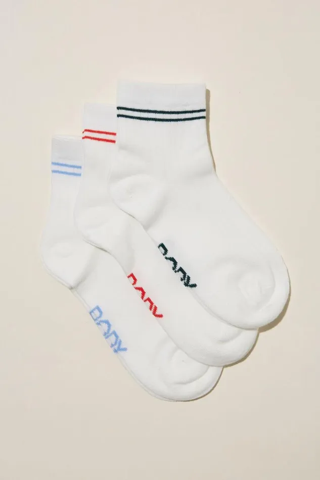 Body Mid Crew Socks 3Pk Vintage Sport Women Cotton On Accessories