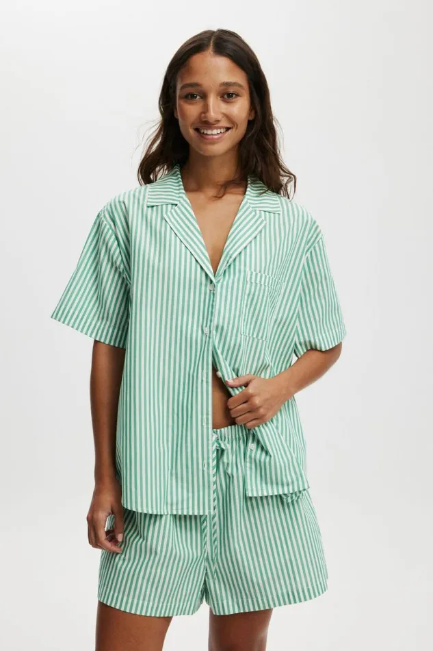 Body Poplin Sleep Set Green Dream Stripe Women Cotton On Pajamas