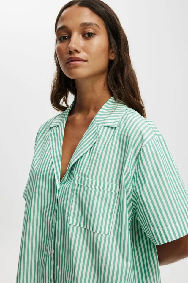 Body Poplin Sleep Set Green Dream Stripe Women Cotton On Pajamas
