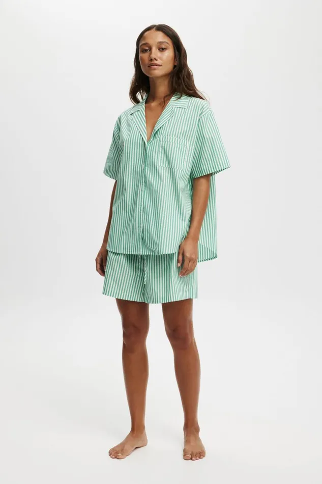 Body Poplin Sleep Set Green Dream Stripe Women Cotton On Pajamas