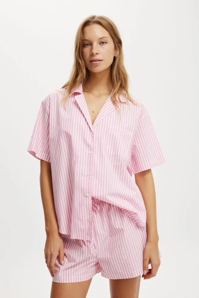 Body Poplin Sleep Set Lovers Blush Stripe Women Cotton On Pajamas
