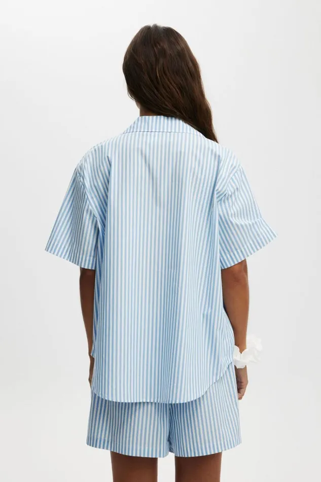 Body Poplin Sleep Set Marina Blue Stripe Women Cotton On Pajamas