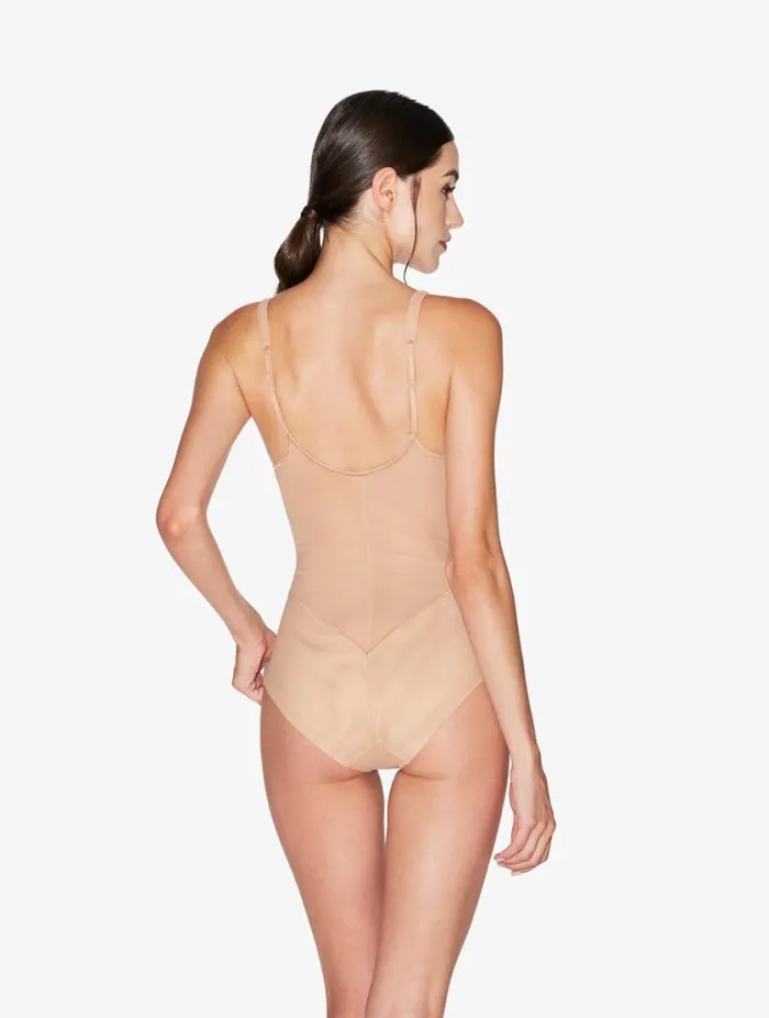 Bodysuit In Sand Stretch Tulle Lingerie La Perla Bodysuits and Bustiers