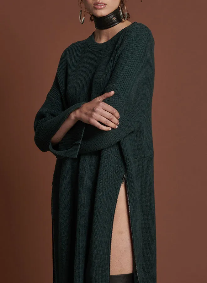 BOTTLE GREEN STUDIO ZIP KNIT DRESS Women One Teaspoon Midi and Maxi Dresses BOTTLE GREEN STUDIO ZIP KNIT DRESS Women One Teaspoon Midi and Maxi Dresses