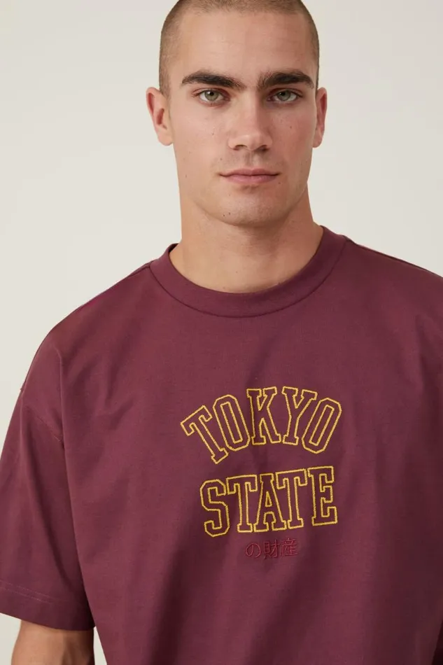 Box Fit College TShirt Burgundy Tokyo State Men Cotton On Tees and Tanks Box Fit College TShirt Burgundy Tokyo State Men Cotton On Tees and Tanks