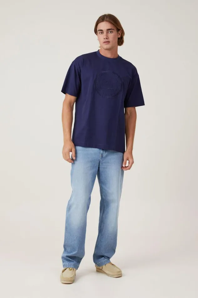 Box Fit College TShirt Indigo Ny Wax Crest Men Cotton On Tees and Tanks Box Fit College TShirt Indigo Ny Wax Crest Men Cotton On Tees and Tanks