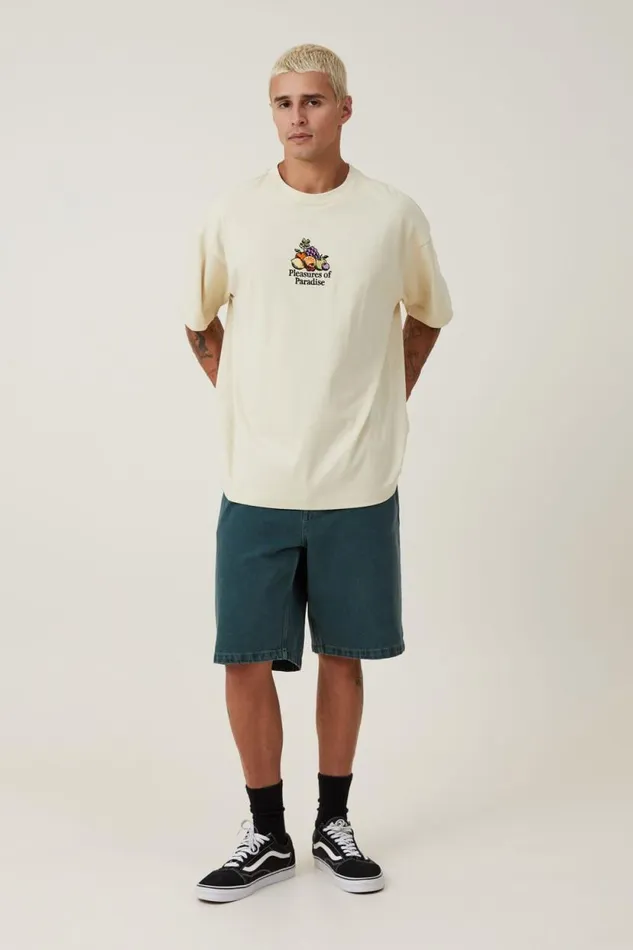 Box Fit Graphic TShirt Ecru Paradise Pleasures Men Cotton On Tees and Tanks Box Fit Graphic TShirt Ecru Paradise Pleasures Men Cotton On Tees and Tanks