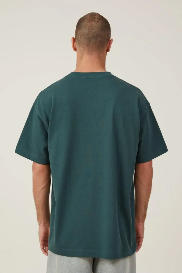 Box Fit Plain TShirt Pine Needle Green Men Cotton On Tees and Tanks