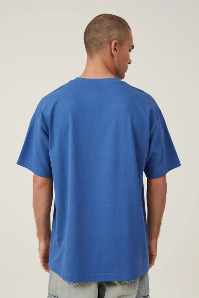 Box Fit Plain TShirt Washed Cobalt Men Cotton On Tees and Tanks