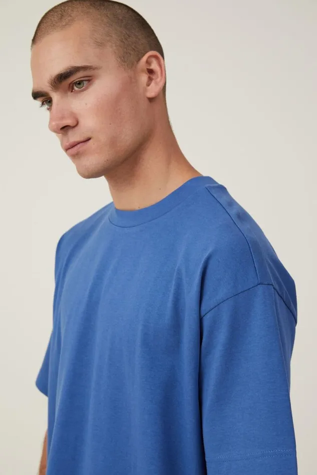Box Fit Plain TShirt Washed Cobalt Men Cotton On Tees and Tanks