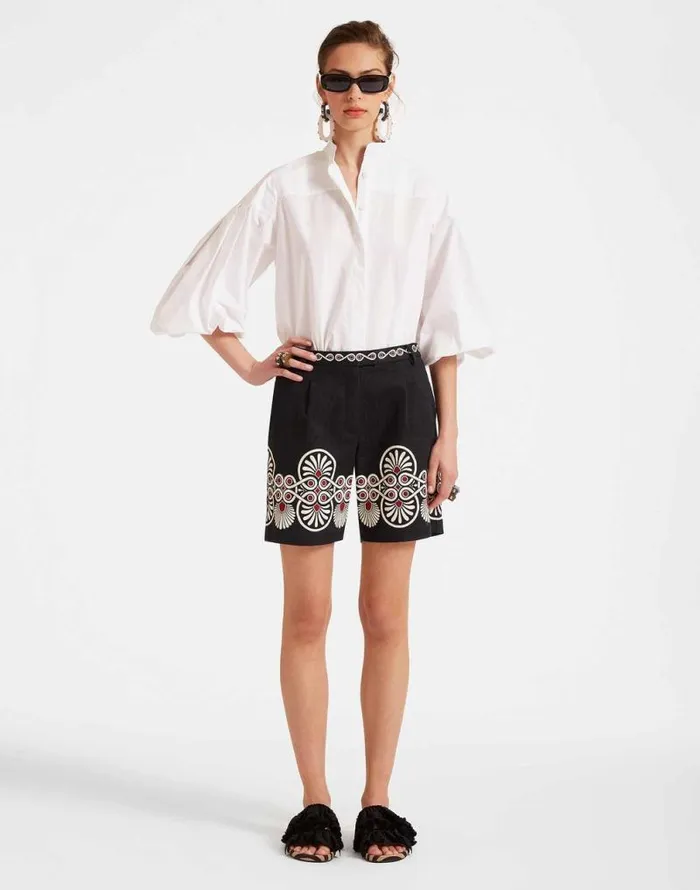 Boyfriend Shorts Medallion Place Black Women La Double J Shorts and Pants