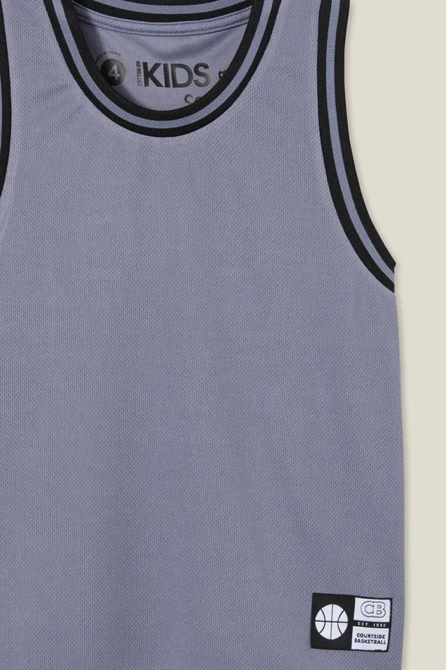 Braxton Basketball Tank Steel Boys Cotton On Tops and TShirts Braxton Basketball Tank Steel Boys Cotton On Tops and TShirts