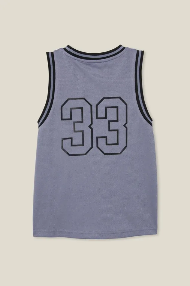 Braxton Basketball Tank Steel Boys Cotton On Tops and TShirts Braxton Basketball Tank Steel Boys Cotton On Tops and TShirts
