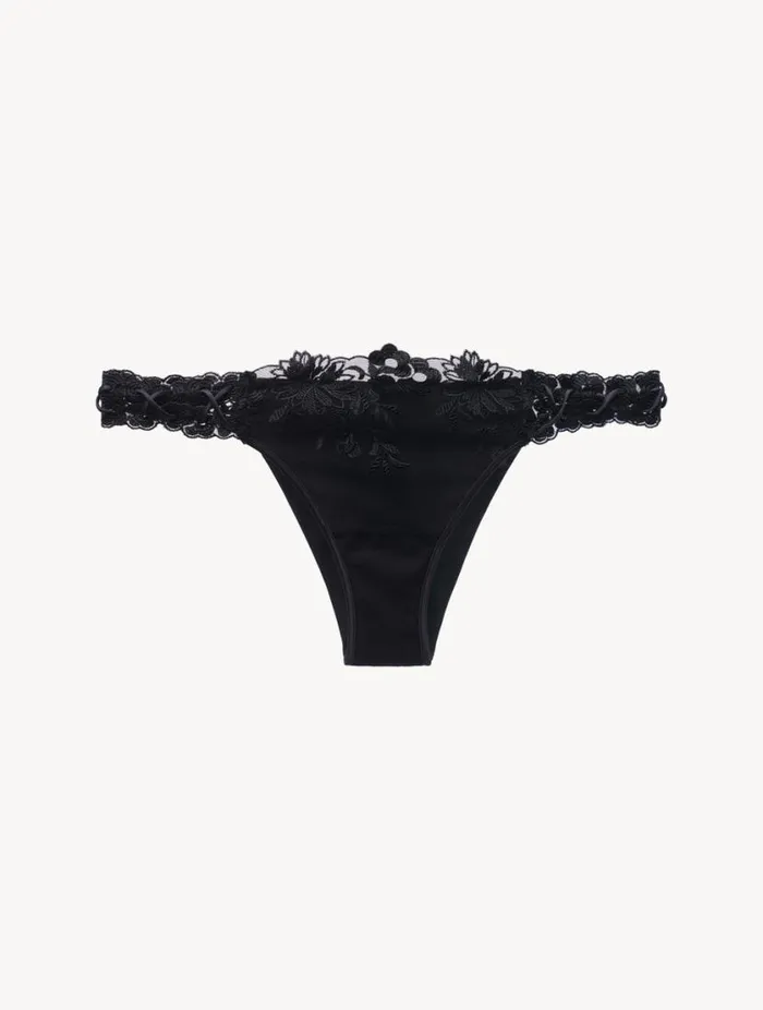 Brazilian Brief In Black Lycra With Embroidered Tulle Lingerie La Perla Brazilian Brazilian Brief In Black Lycra With Embroidered Tulle Lingerie La Perla Brazilian