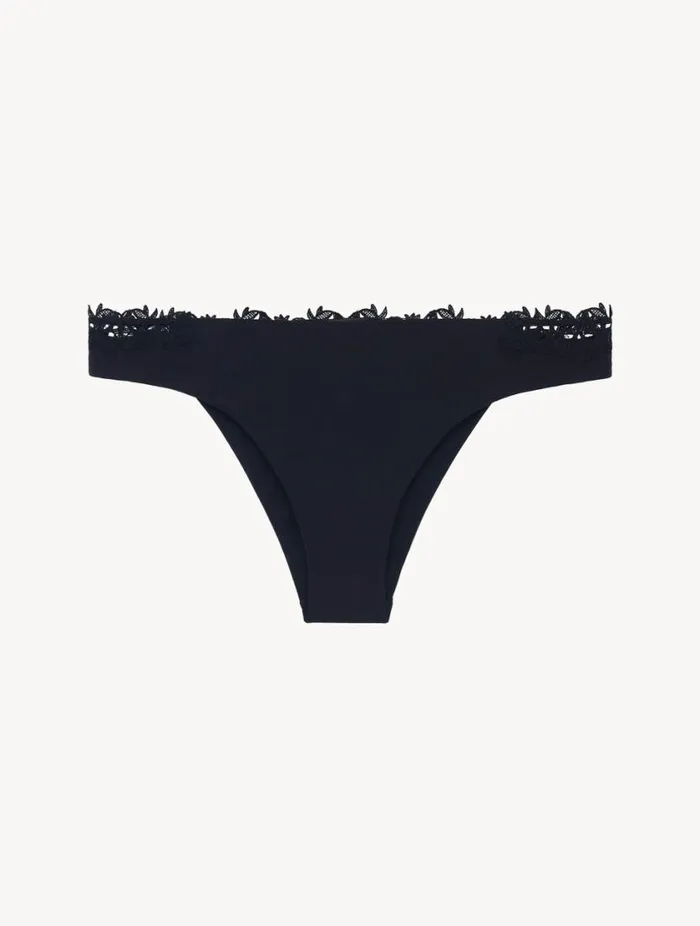 Brazilian Brief In Black Lycra With Macrame Lingerie La Perla Brazilian