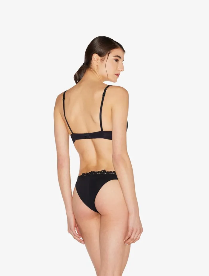 Brazilian Brief In Black Lycra With Macrame Lingerie La Perla Brazilian