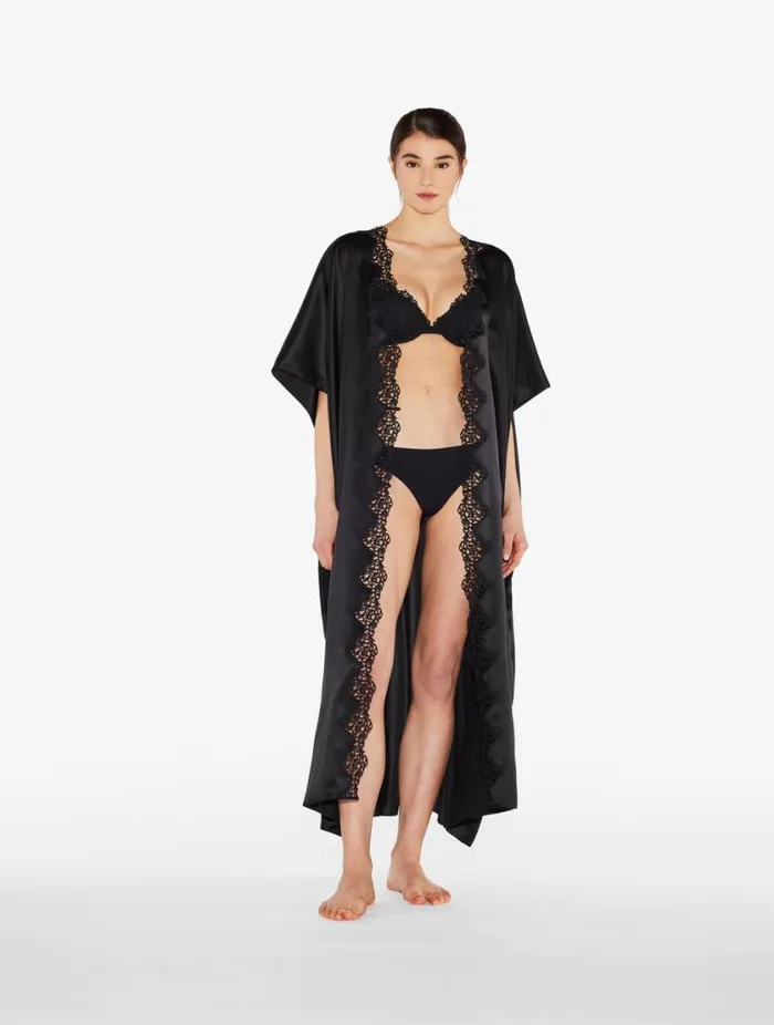 Brazilian Brief In Black Lycra With Macrame Lingerie La Perla Brazilian