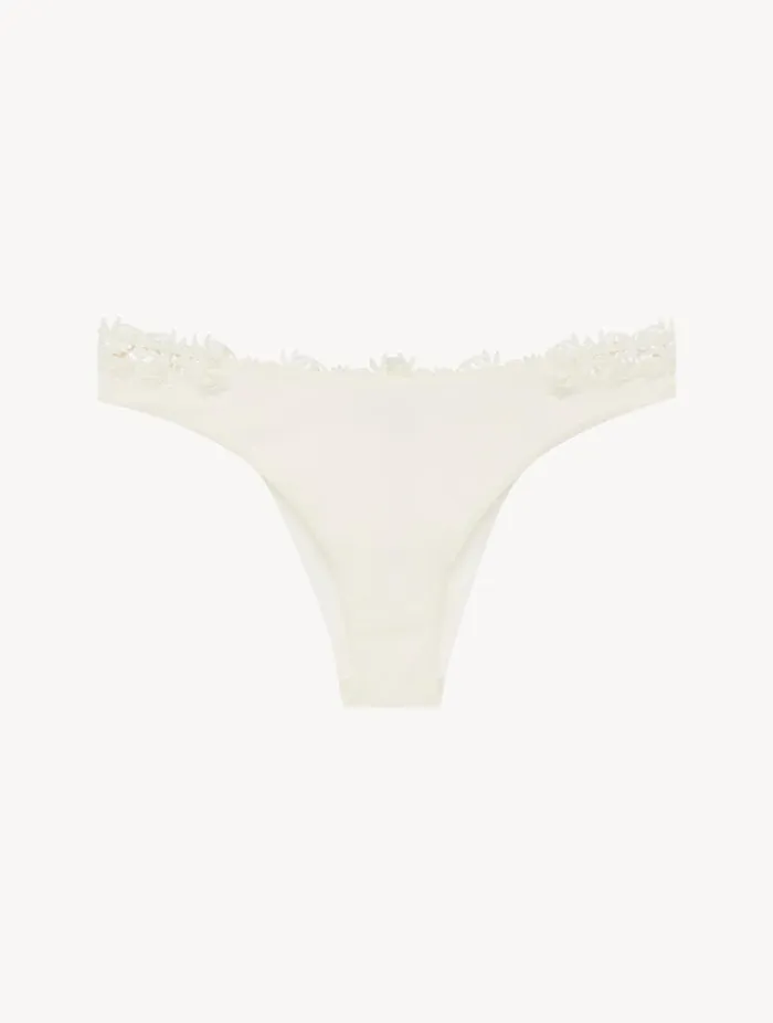 Brazilian Brief In Offwhite Lycra With Macrame Lingerie La Perla Brazilian