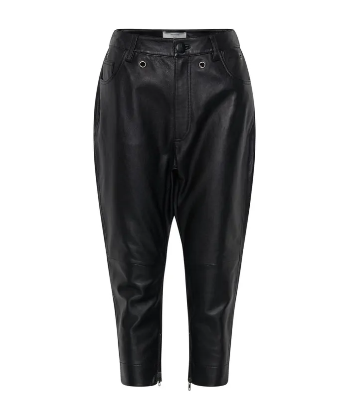 BROOKLYN CROPPED LEATHER BOYFRIEND PANT Women One Teaspoon Bottoms BROOKLYN CROPPED LEATHER BOYFRIEND PANT Women One Teaspoon Bottoms