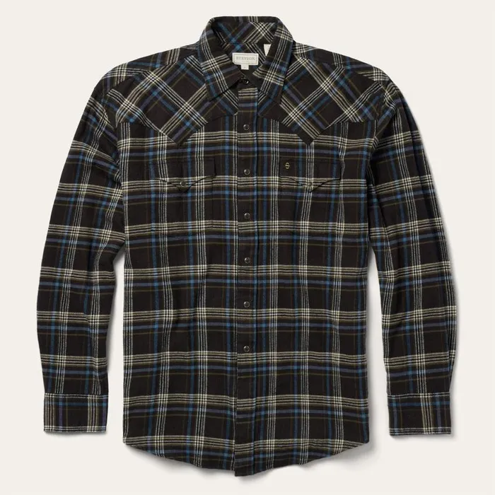Brown Plaid Flannel Western Shirt Brown Men Stetson Western Shirts