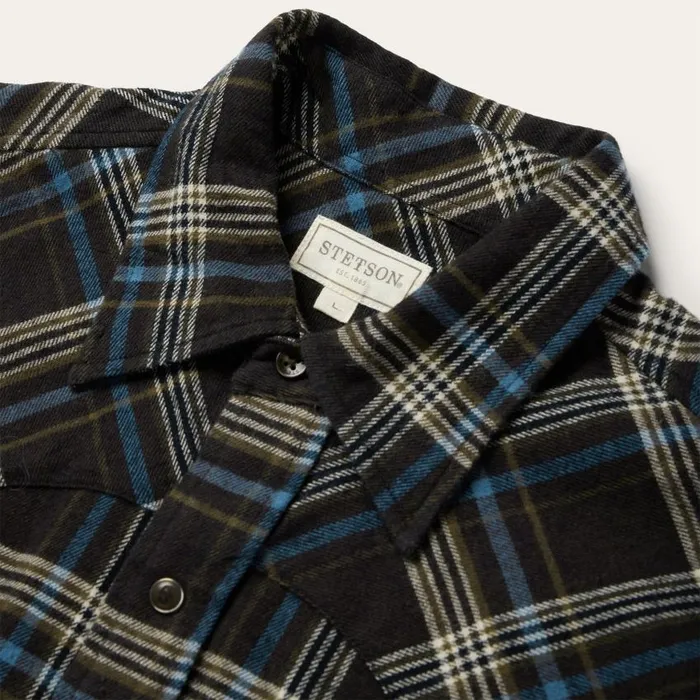 Brown Plaid Flannel Western Shirt Brown Men Stetson Western Shirts