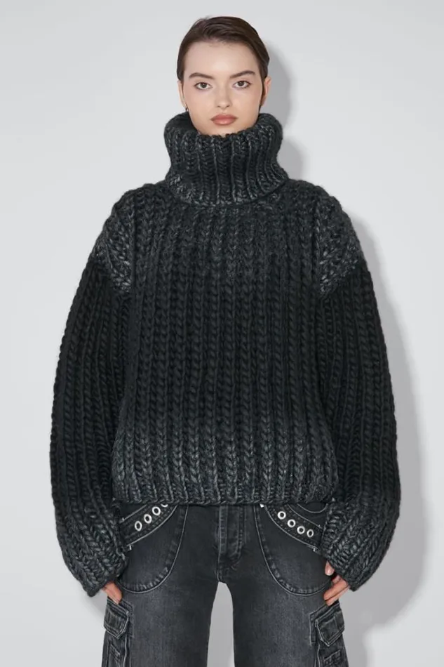 Bulky Wax Sweater Black Women MISBHV Knitwear