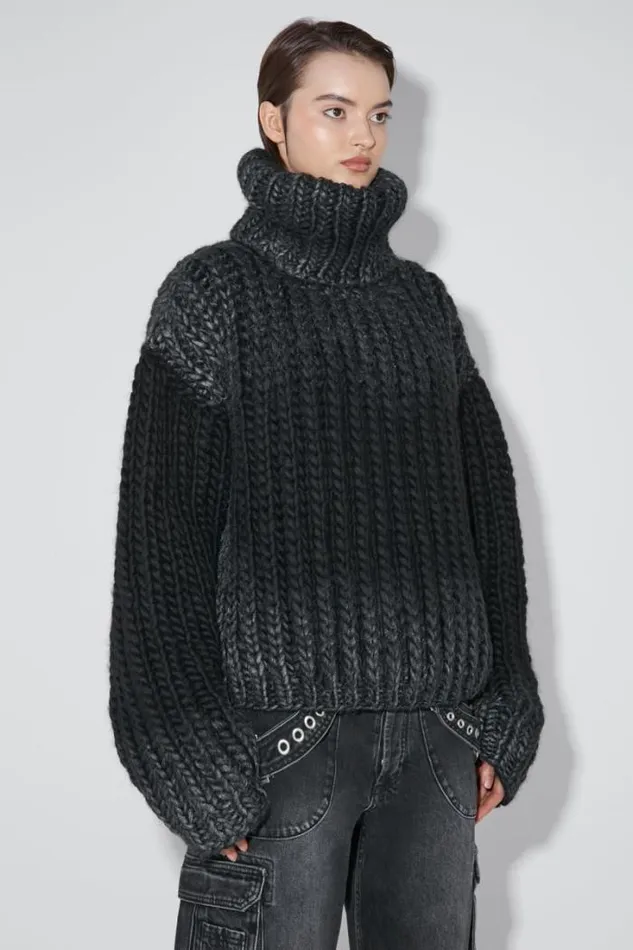 Bulky Wax Sweater Black Women MISBHV Knitwear
