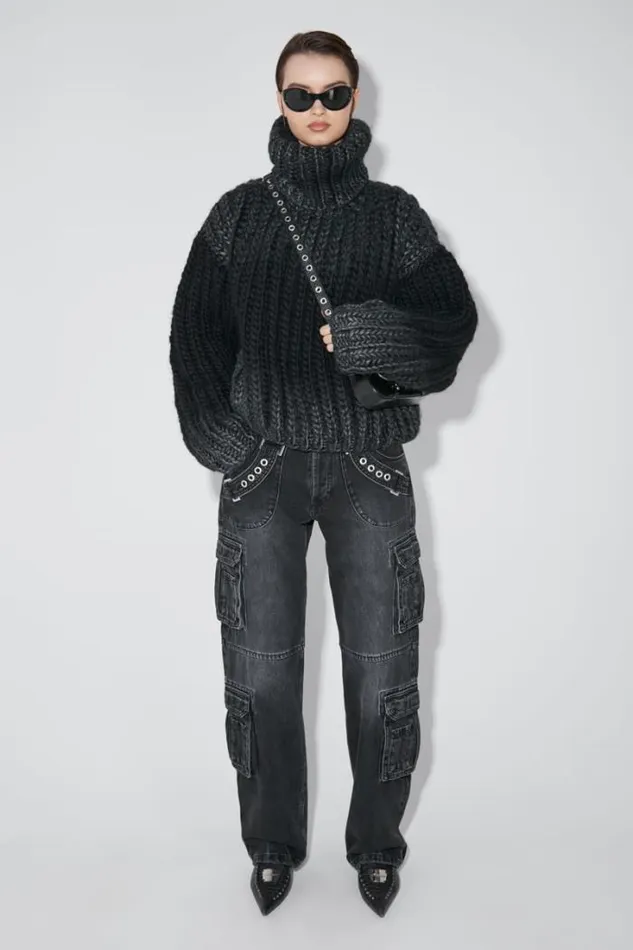 Bulky Wax Sweater Black Women MISBHV Knitwear
