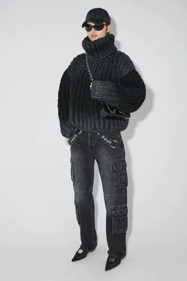 Bulky Wax Sweater Black Women MISBHV Knitwear