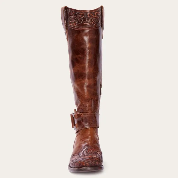 Burnished Cognac Paisley Side Zip Cowboy Boot Tan Women Stetson Western