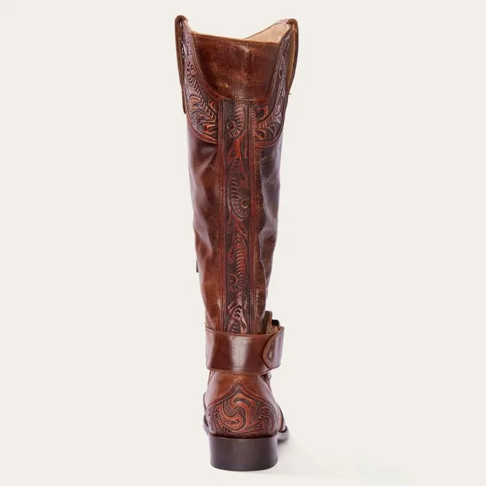 Burnished Cognac Paisley Side Zip Cowboy Boot Tan Women Stetson Western