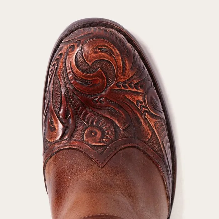 Burnished Cognac Paisley Side Zip Cowboy Boot Tan Women Stetson Western