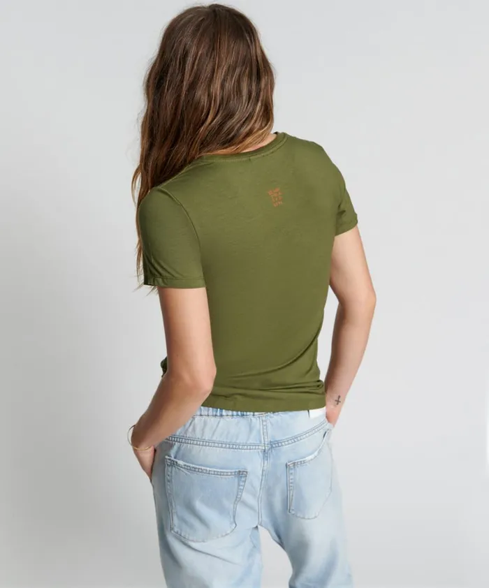 BURNT OLIVE LOGO FITTED TEE Women One Teaspoon Tees and Tanks BURNT OLIVE LOGO FITTED TEE Women One Teaspoon Tees and Tanks