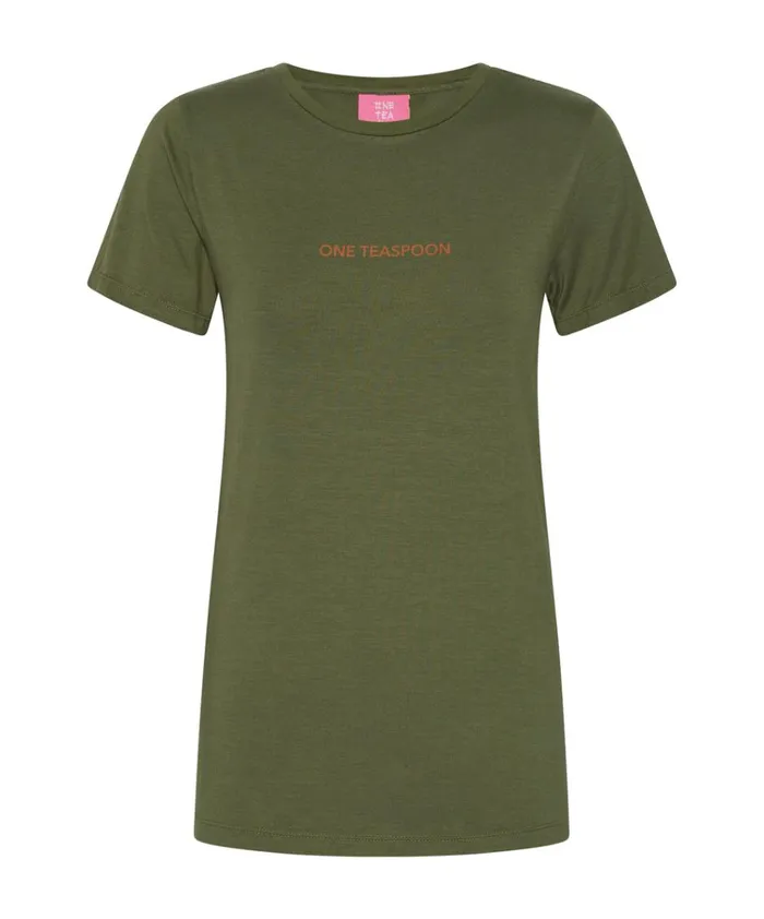 BURNT OLIVE LOGO FITTED TEE Women One Teaspoon Tees and Tanks BURNT OLIVE LOGO FITTED TEE Women One Teaspoon Tees and Tanks