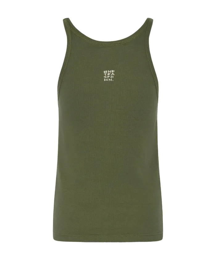BURNT OLIVE ONE TEASPOON LOGO SINGLET Women One Teaspoon Tees and Tanks BURNT OLIVE ONE TEASPOON LOGO SINGLET Women One Teaspoon Tees and Tanks