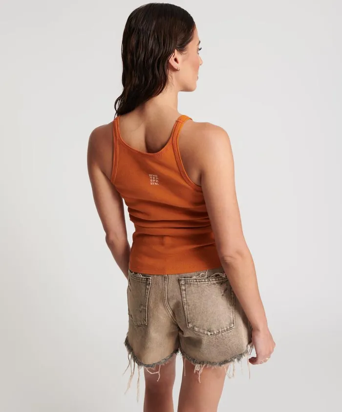 BURNT ORANGE RIBBED TANK TOP Women One Teaspoon Tees and Tanks BURNT ORANGE RIBBED TANK TOP Women One Teaspoon Tees and Tanks