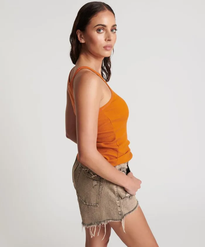 BURNT ORANGE RIBBED TANK TOP Women One Teaspoon Tees and Tanks BURNT ORANGE RIBBED TANK TOP Women One Teaspoon Tees and Tanks