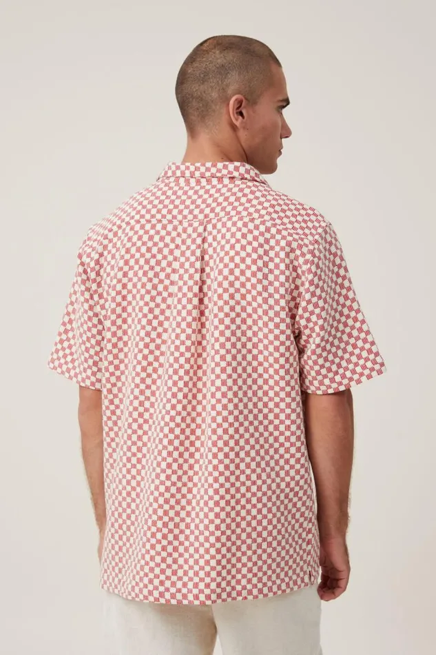 Cabana Short Sleeve Shirt Red Checkerboard Men Cotton On Shirts and Polos Cabana Short Sleeve Shirt Red Checkerboard Men Cotton On Shirts and Polos