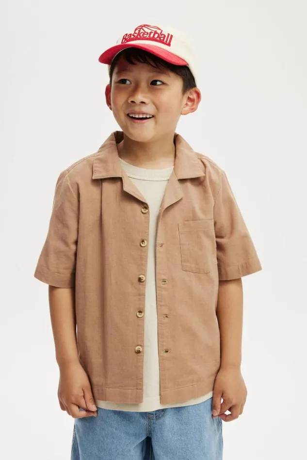 Cabana Short Sleeve Shirt Taupy Brown Boys Cotton On Shirts