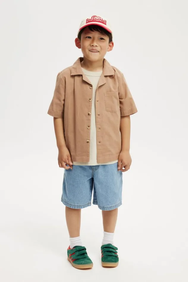 Cabana Short Sleeve Shirt Taupy Brown Boys Cotton On Shirts