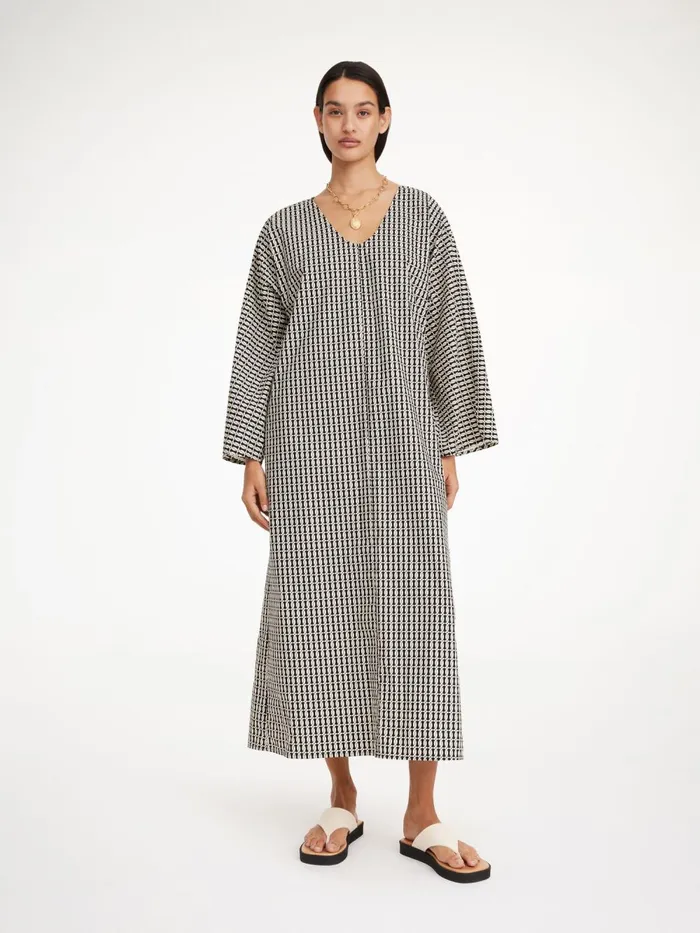 Calynn Organic Cotton Dress Black Monogram Women By Malene Birger Dresses